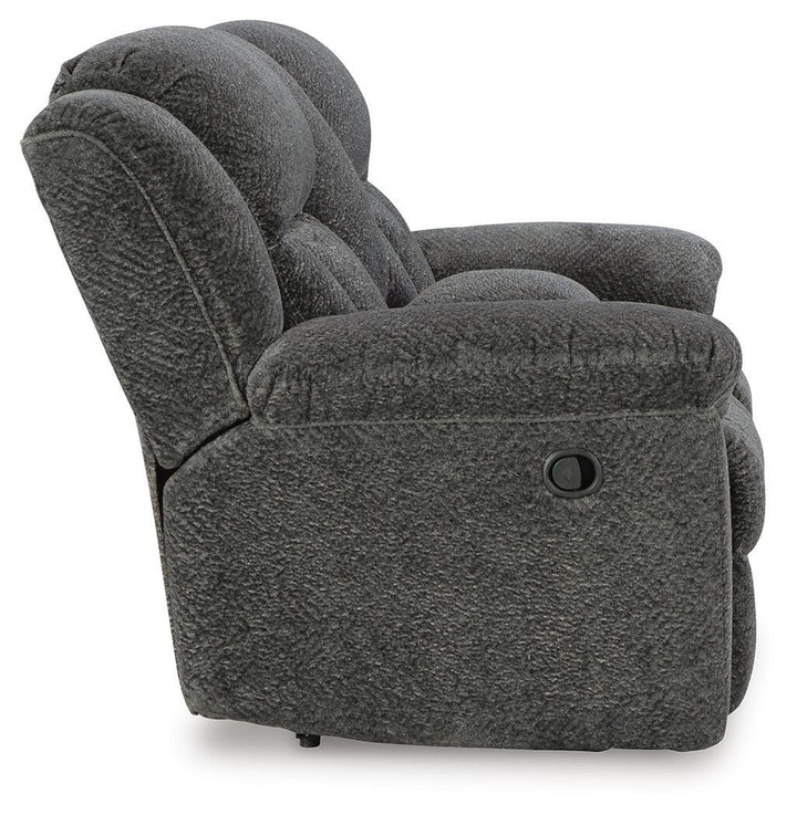 Frohn Reclining Loveseat with Console - Dark Gray (5)