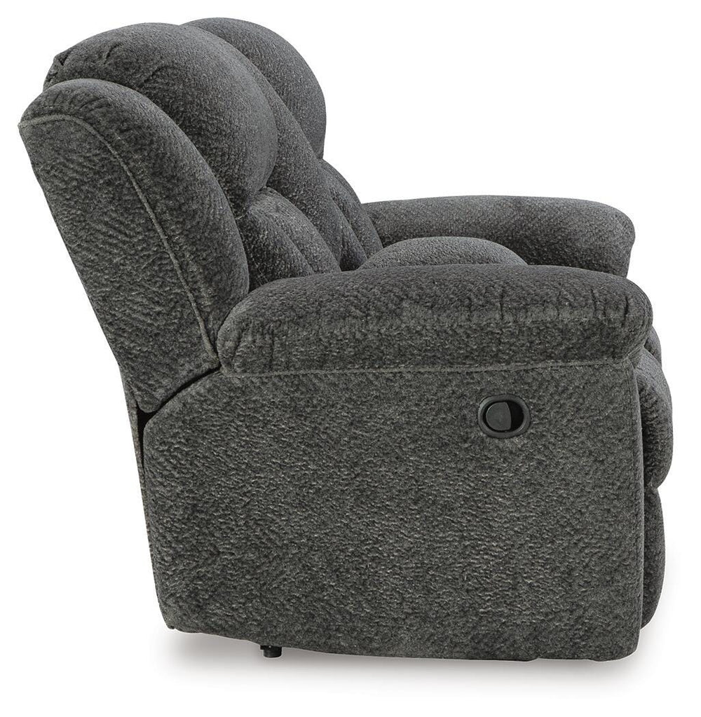 Frohn Reclining Loveseat with Console - Dark Gray (5)