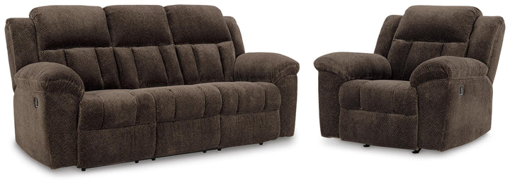 Frohn Reclining Sofa and Recliner - Chocolate (1)