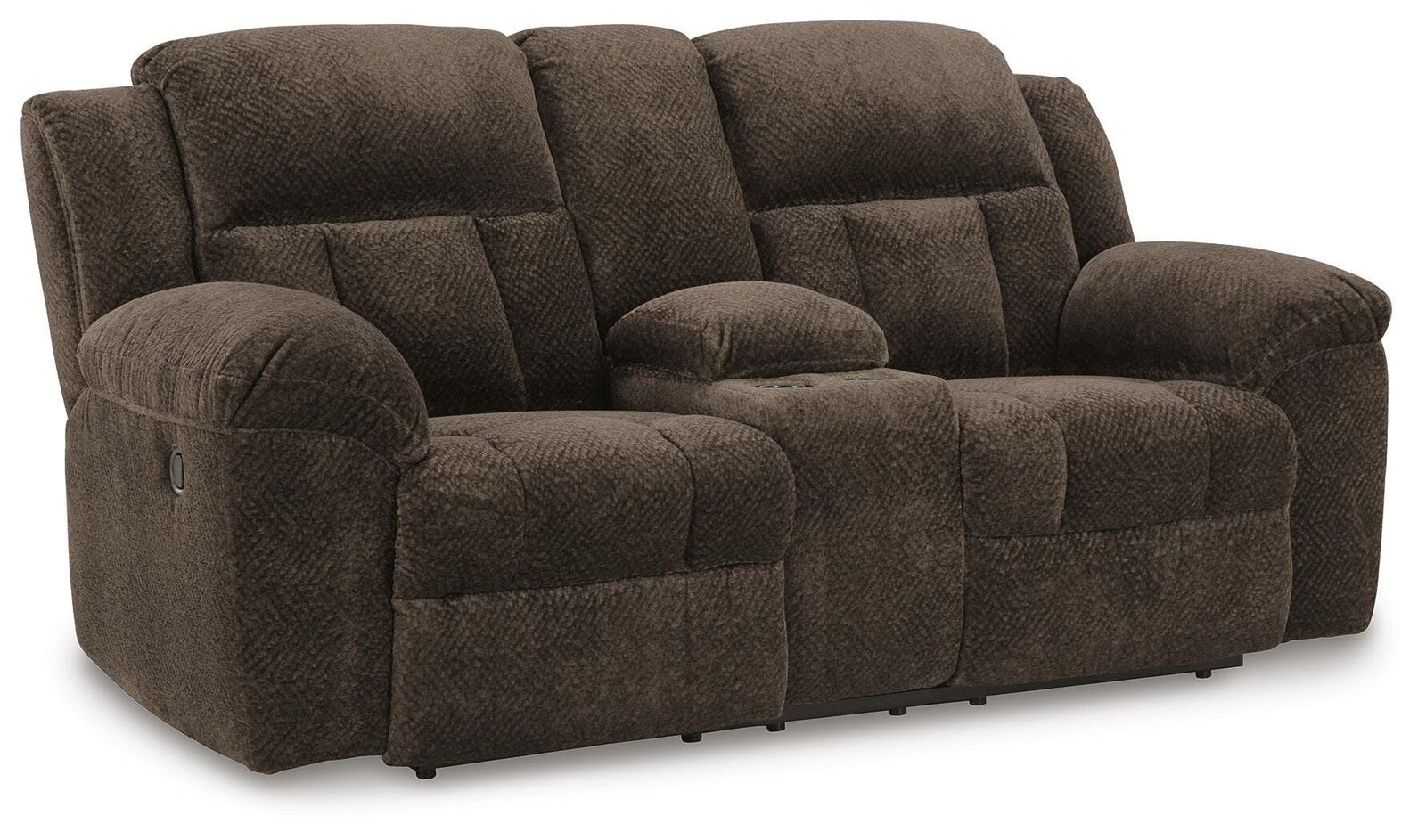 Frohn Reclining Loveseat with Console - Dark Brown (1)