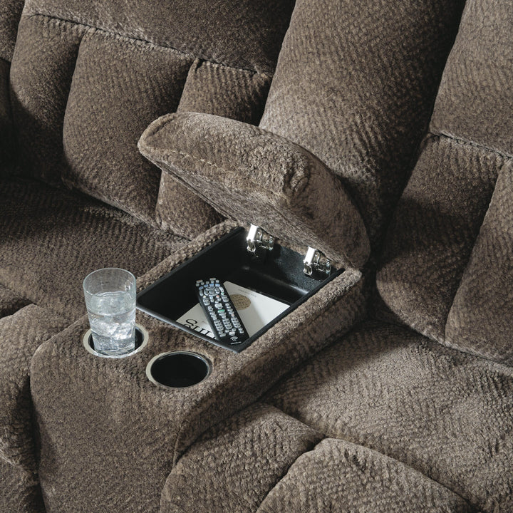 Frohn Reclining Loveseat with Console - Dark Brown (8)