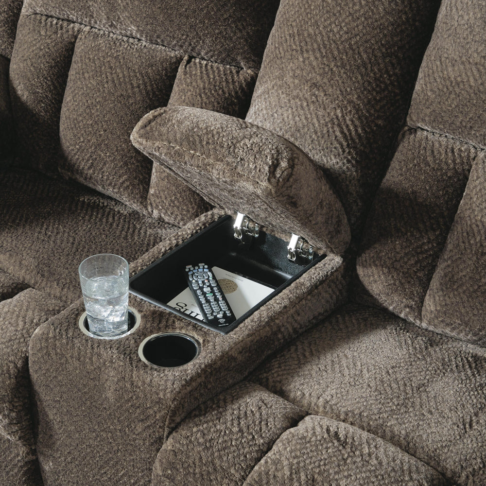 Frohn Reclining Loveseat with Console - Dark Brown (8)