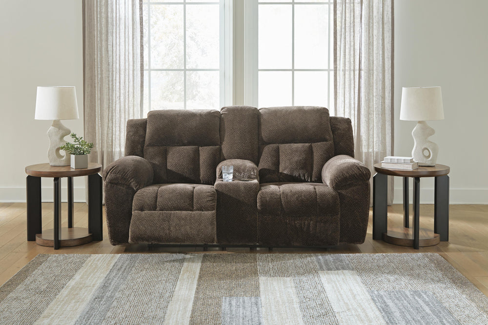 Frohn Reclining Loveseat with Console - Dark Brown (7)
