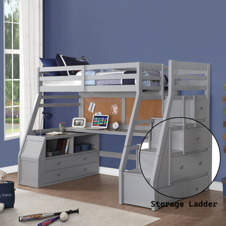 Jason II Twin Loft Bed with Storage in Gray - features