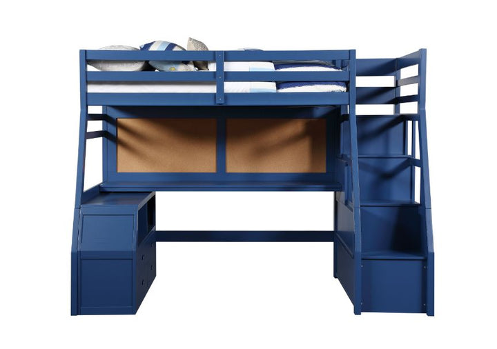 Jason II Twin Loft Bed with Storage in Navy Blue