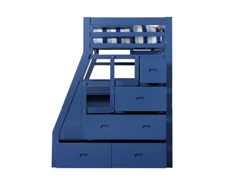 Jason II Twin Loft Bed with Storage in Navy Blue