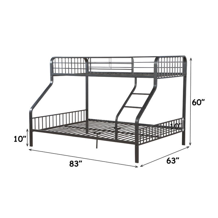 Caius Twin Xl Queen Bunk Bed in Gunmetal - dimensions