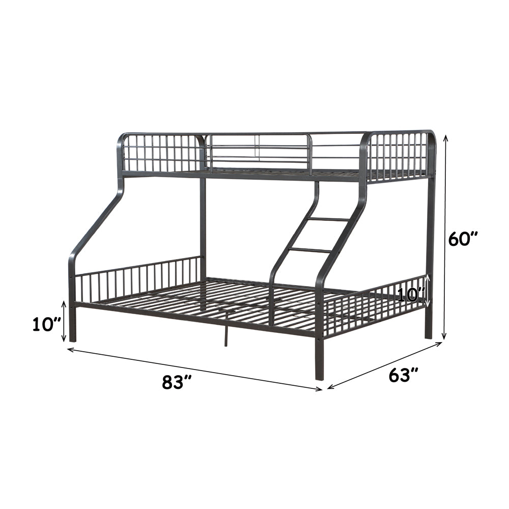 Caius Twin Xl Queen Bunk Bed in Gunmetal - dimensions