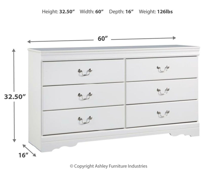 Anarasia - Six Drawer Dresser - White