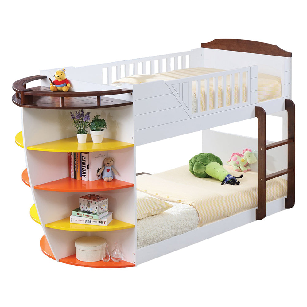 Neptune Twin/Twin Bunk Bed in White & Chocolate