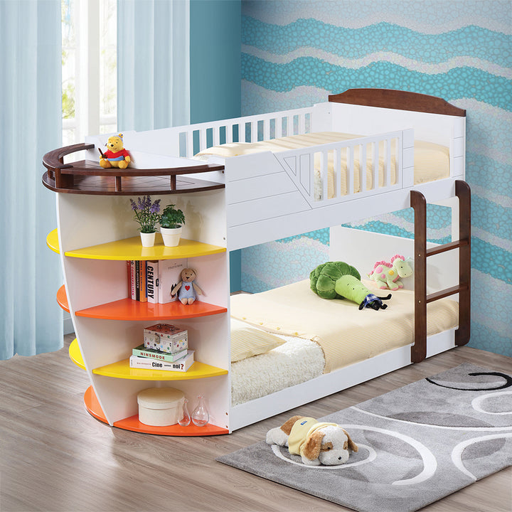 Neptune Twin/Twin Bunk Bed in White &amp; Chocolate