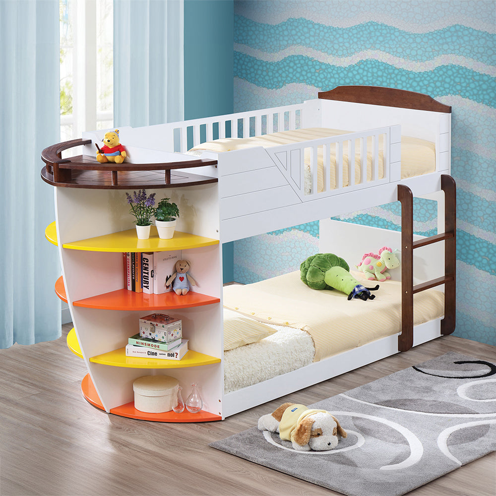 Neptune Twin/Twin Bunk Bed in White & Chocolate