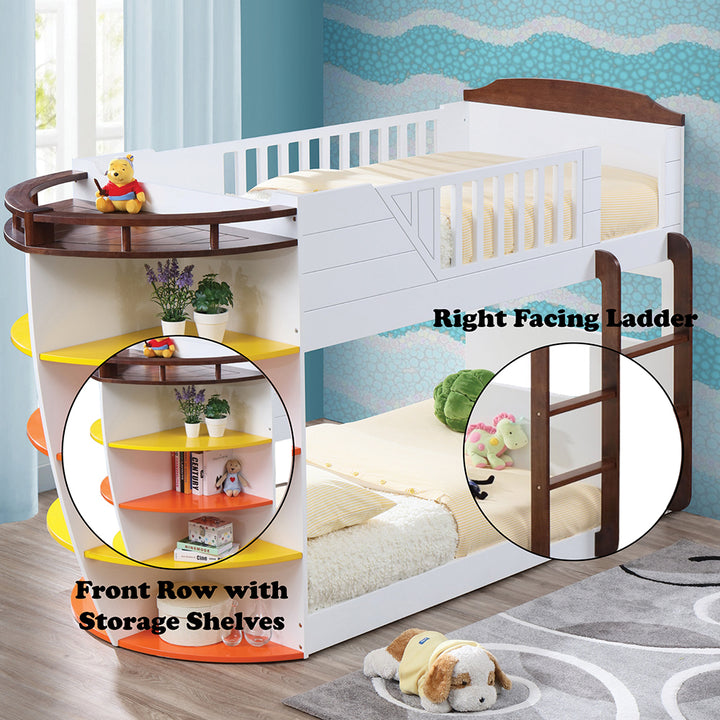 Neptune Twin/Twin Bunk Bed in White &amp; Chocolate