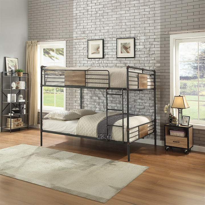 Brantley Double Queen Bunk Bed in Sandy Black &amp; Dark Bronze HandBrushed - lifestyle