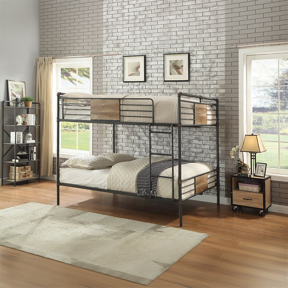 Brantley Double Queen Bunk Bed in Sandy Black & Dark Bronze HandBrushed - lifestyle