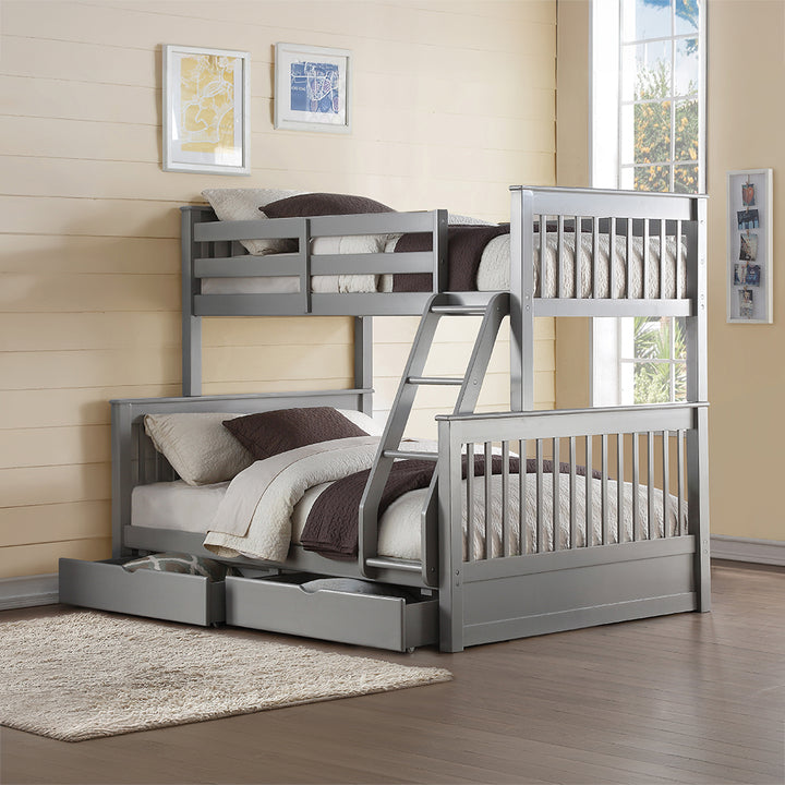 Haley II Twin over Full Bunk Bed with Storage - Gray