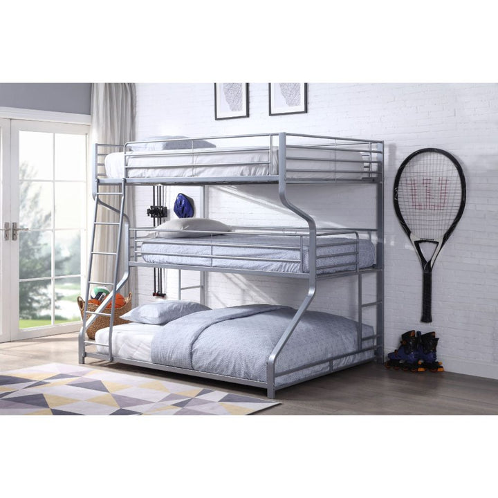 Caius II Full/Twin/Queen Bunk Bed in Silver