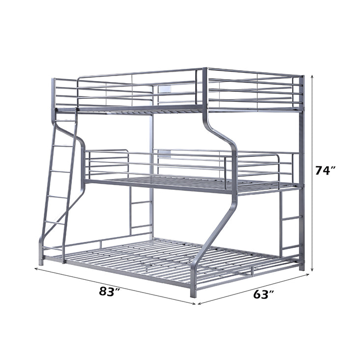 Caius II Full/Twin/Queen Bunk Bed in Silver - dimensions