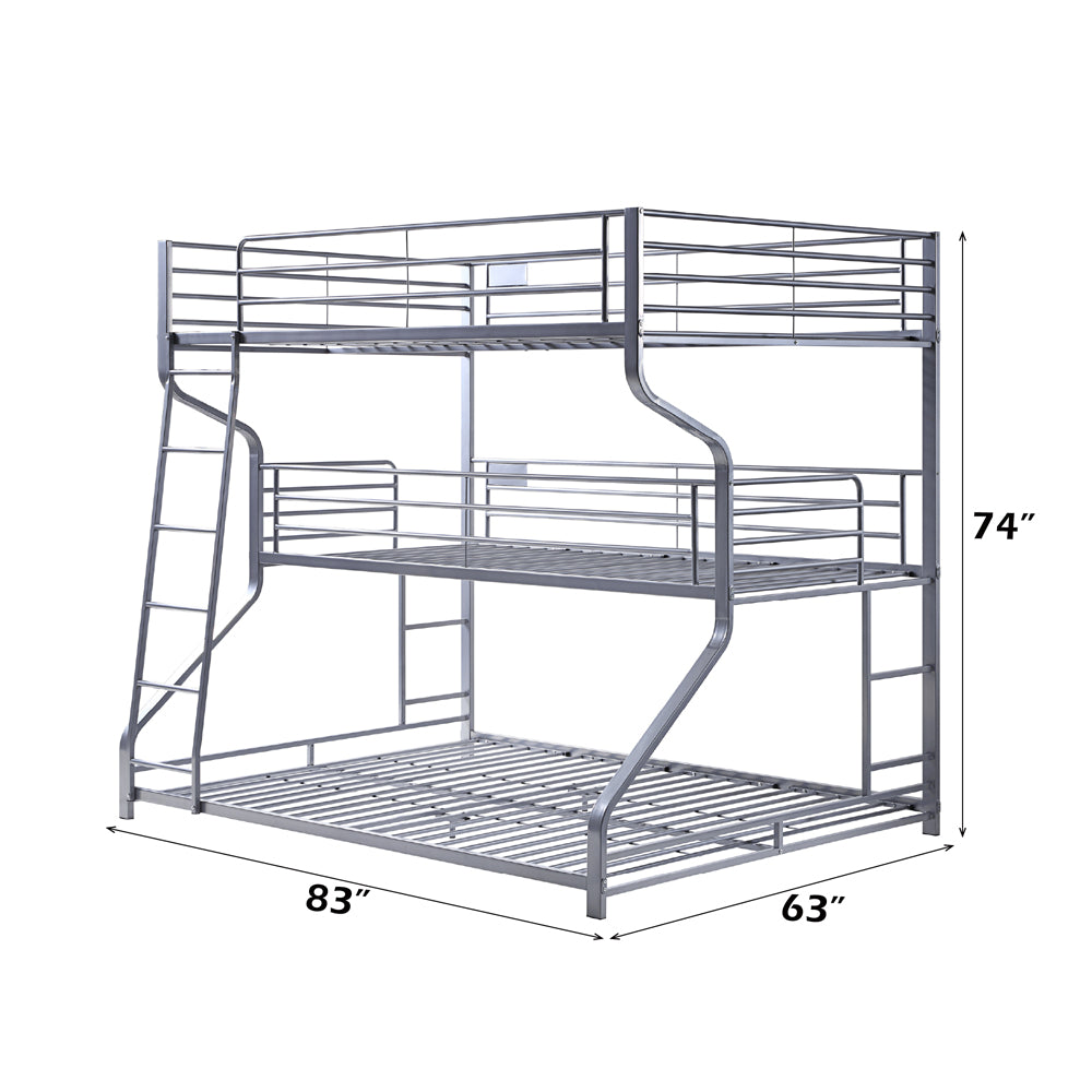 Caius II Full/Twin/Queen Bunk Bed in Silver - dimensions