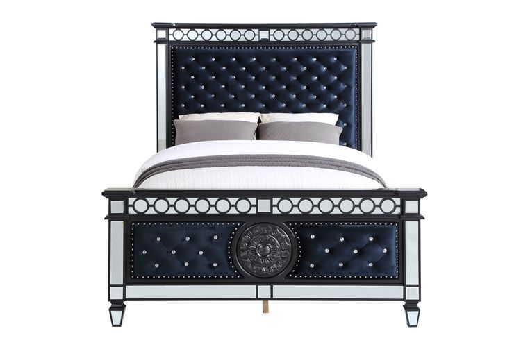 varian-ii-queen-bed-mirrored-dark-navy-blue-velvet-black-sliver