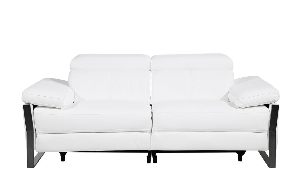 DivanItalia 1246 Top Grain Italian Leather Loveseat with Power Headrest - White