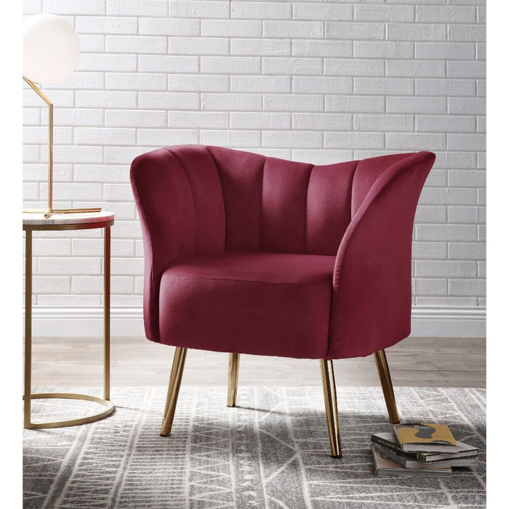 Reese - Accent Chair - Burgundy Velvet & Gold