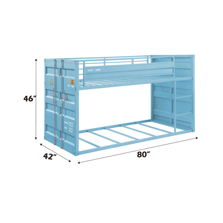 Cargo Twin/Twin Bunk Bed in Aqua - dimensions
