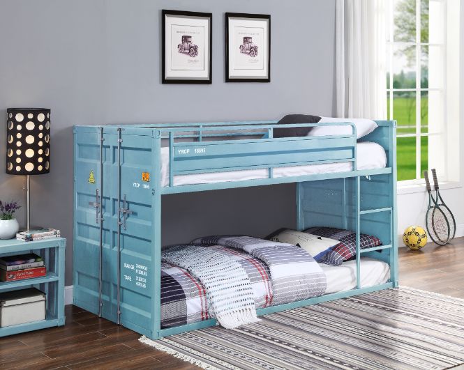 Cargo Twin/Twin Bunk Bed in Aqua