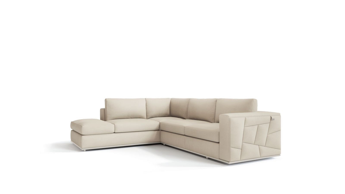 DivanItalia 998 Left Arm Facing Sectional in Top-Grain Italian Leather - Beige