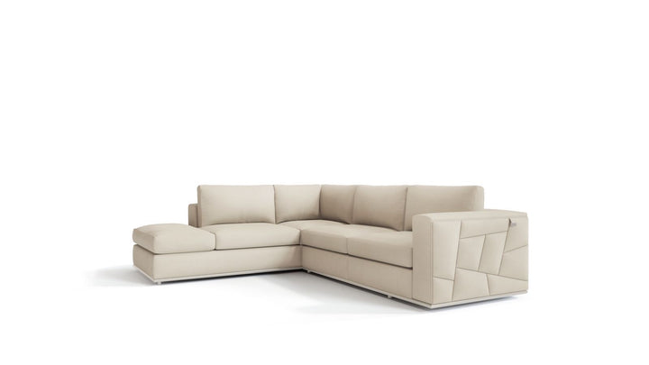 DivanItalia 998 Left Arm Facing Sectional in Top-Grain Italian Leather - Beige