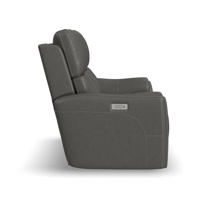 Carter Fabric Power Reclining Loveseat with Power Headrests &amp; Lumbar in Smoke