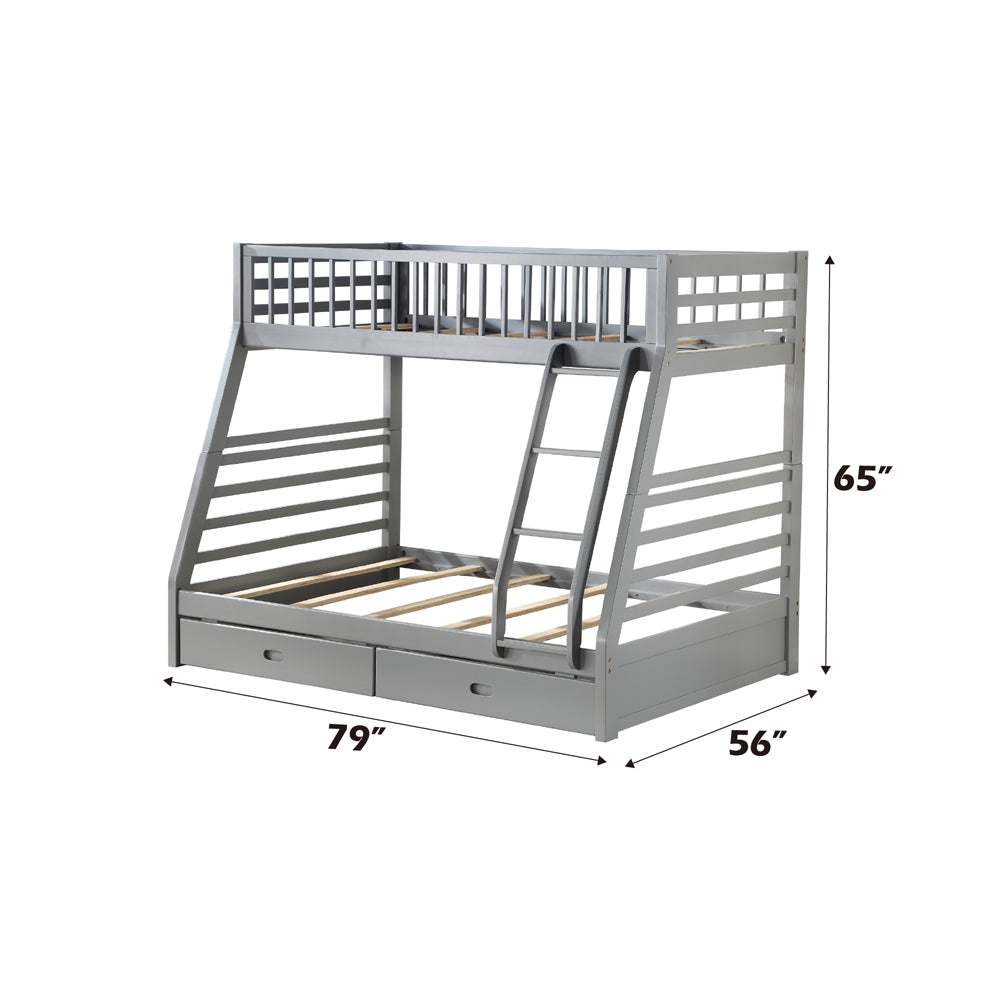 Jason Twin/Full Bunk Bed with Storage in Gray - dimensions