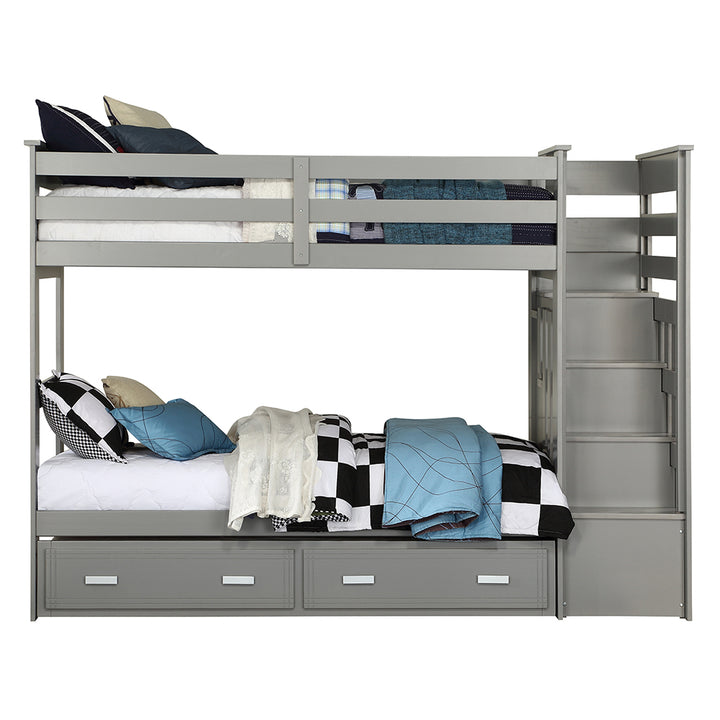 Allentown Twin/Twin Bunk Bed with Trundle &amp; Storage in Gray