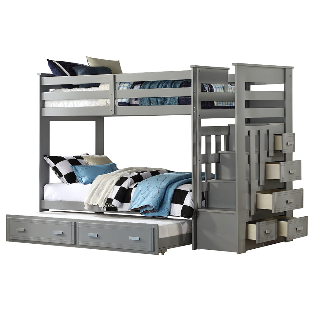 Allentown Twin/Twin Bunk Bed with Trundle & Storage in Gray