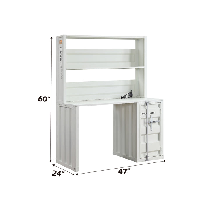 Cargo Writing Desk with Hutch in White - dimensions