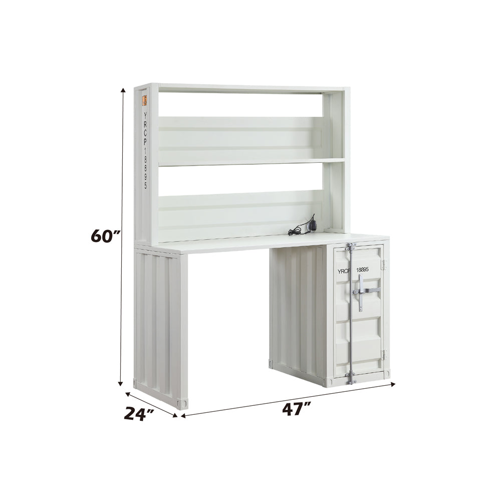 Cargo Writing Desk with Hutch in White - dimensions
