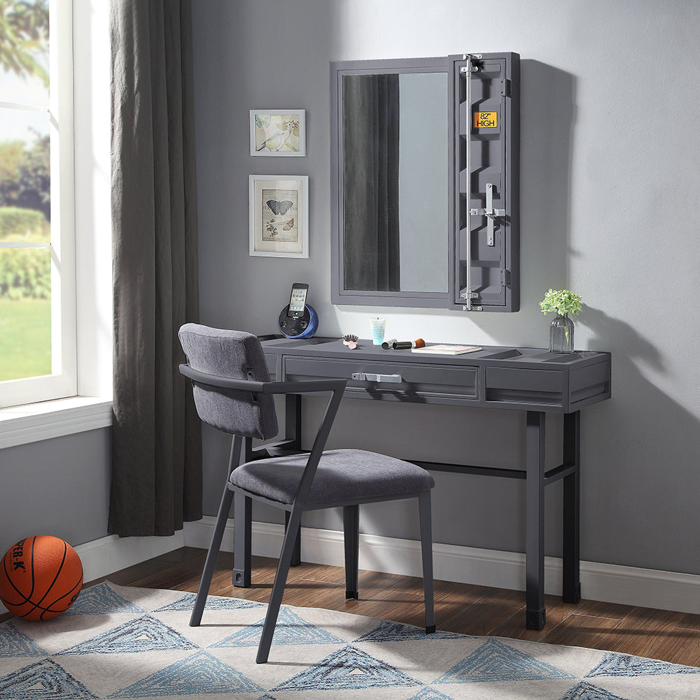 Cargo Office Chair in Gray Fabric & Gunmetal
