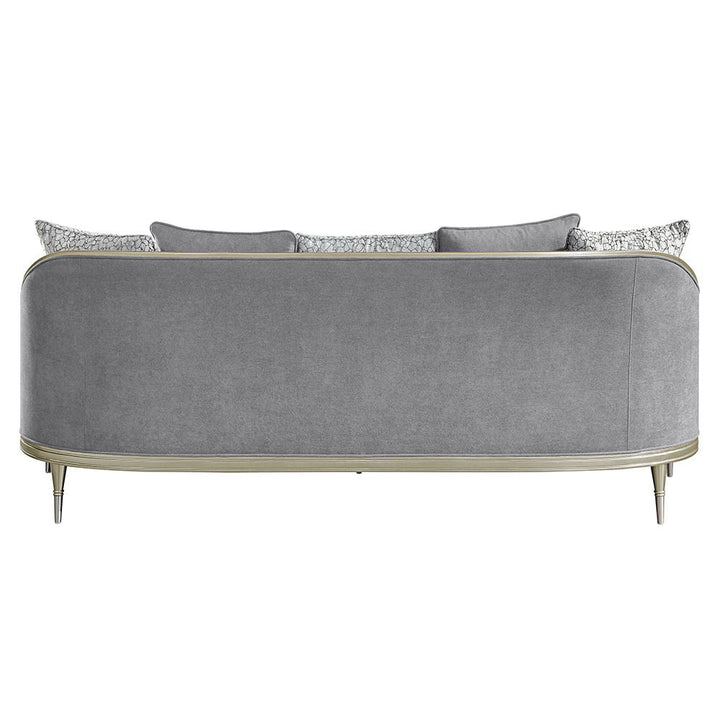 Fernando - Sofa With 5 Pillows - Gray Chenille & Champagne