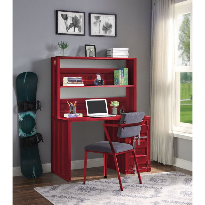 Cargo Writing Desk with Hutch in Red