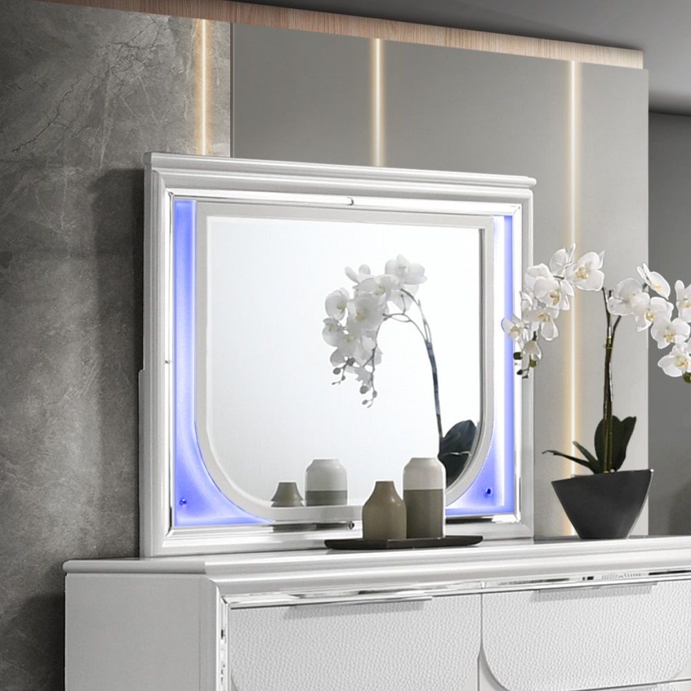 ACME Furniture Tarian Mirror With LED Pearl White