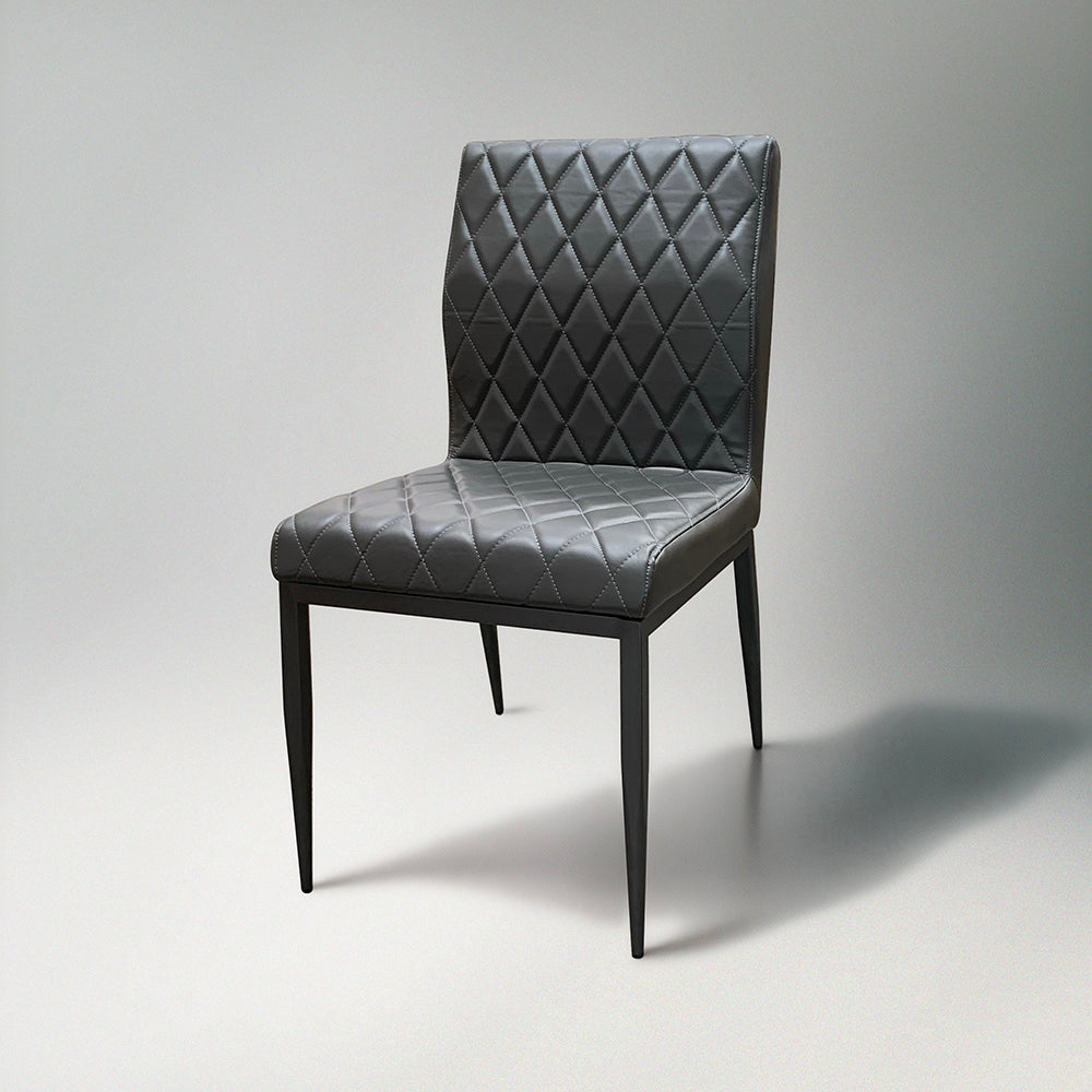 Cargo Chair in Gray Synthetic Leather & Gunmetal Finish