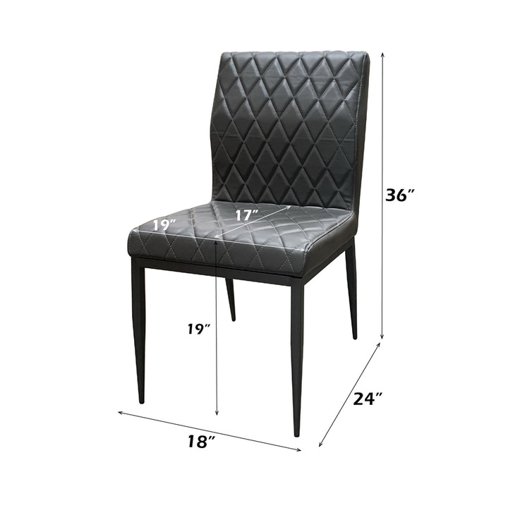Cargo Chair in Gray Synthetic Leather &amp; Gunmetal Finish - dimensions