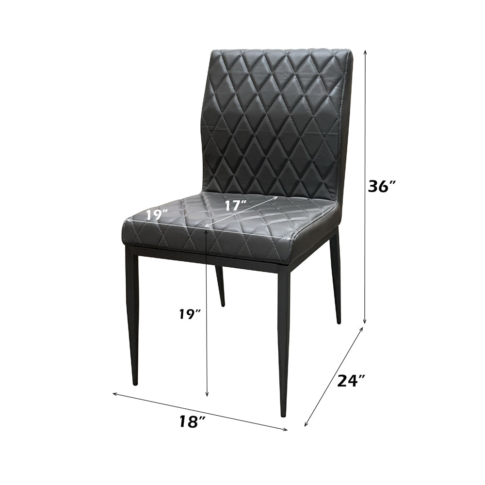 Cargo Chair in Gray Synthetic Leather & Gunmetal Finish - dimensions