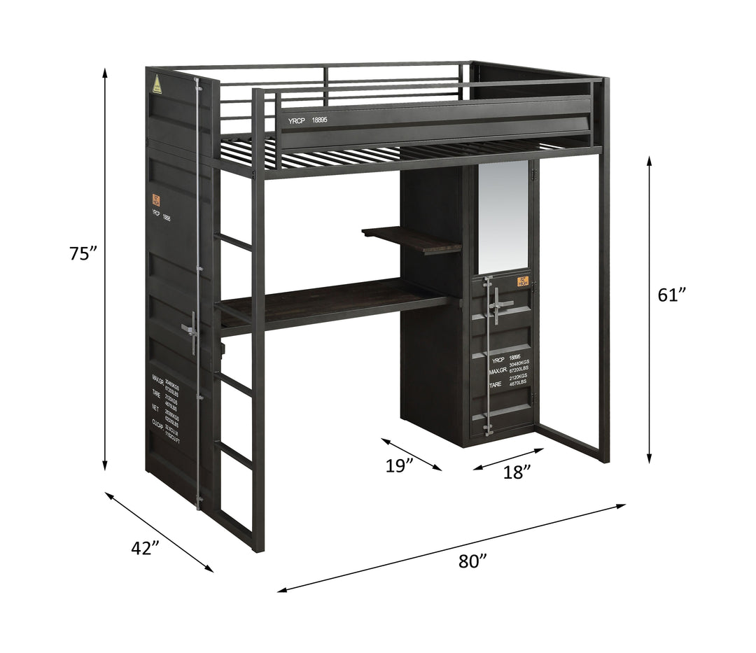 Cargo Twin Loft Bed with Desk & Wardrobe