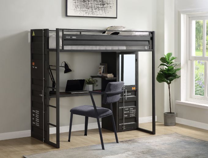 Cargo Twin Loft Bed with Desk & Wardrobe
