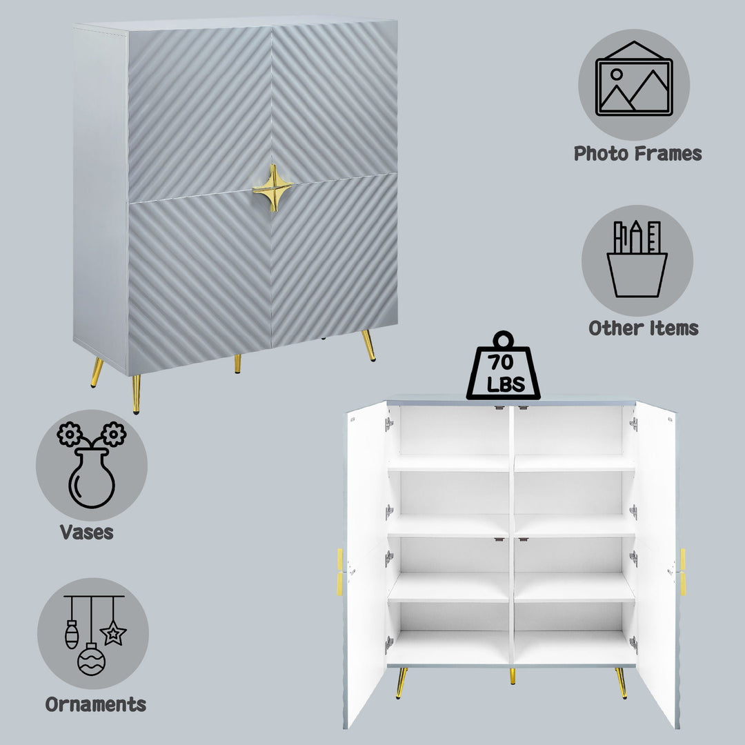 Gaines - High Gloss Accent Cabinet - Gray