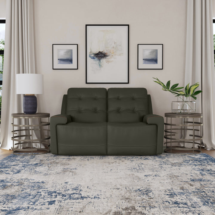 Iris Power Reclining Loveseat With Power Headrests Charcoal