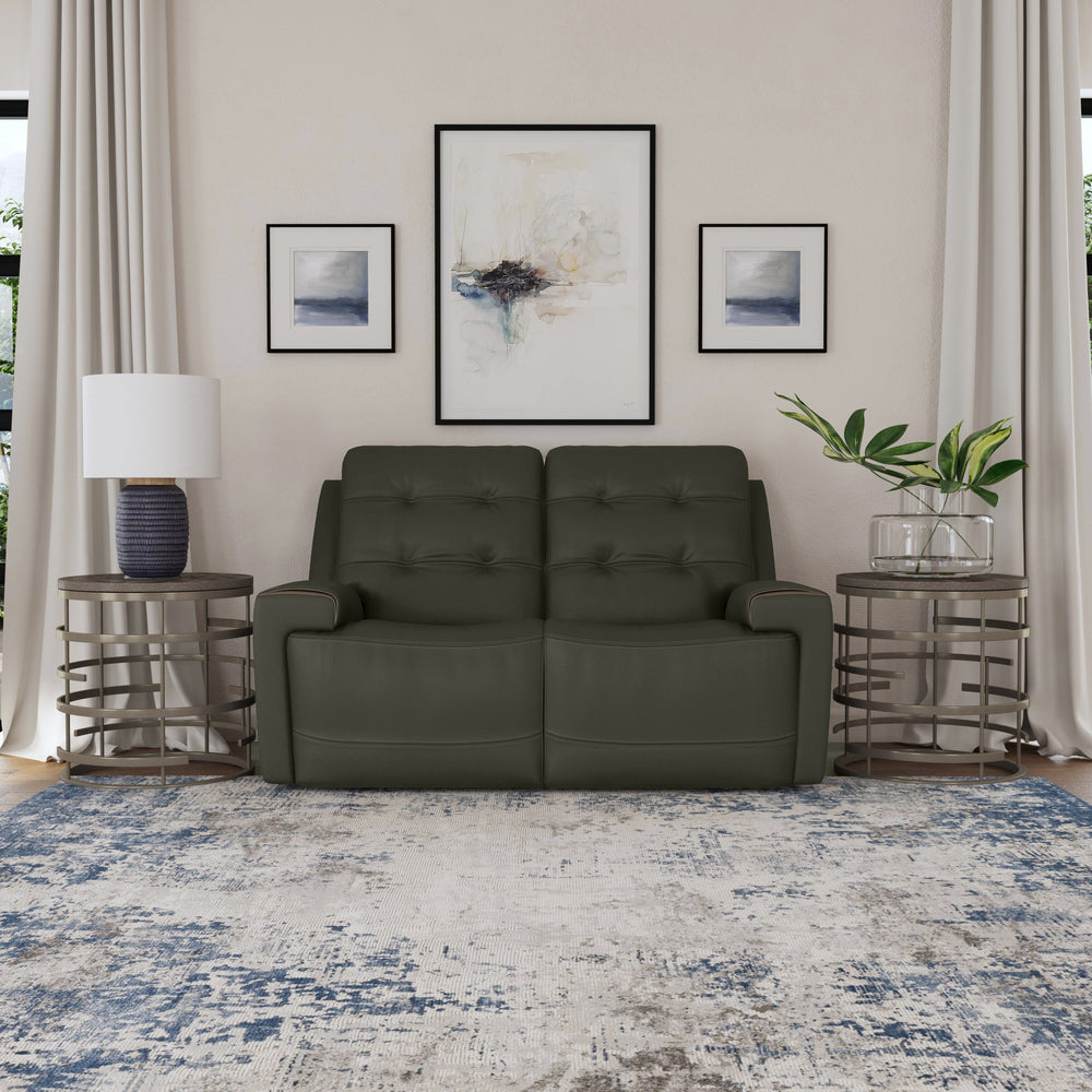 Iris Power Reclining Loveseat With Power Headrests Charcoal