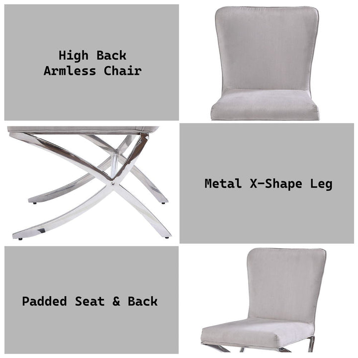 Daire - Side Chair Set of 2) - Light Gray Velvet & Chrome