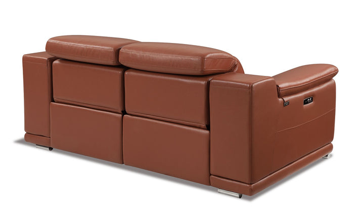 DivanItalia 9762 Top Grain Italian Leather Power Reclining Loveseat with Adjustable Headrests - Camel